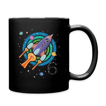 Geburtstag 6 Jahre Rakete Weltraum Raumschiff - Tasse einfarbig - Schwarz - Rechts
