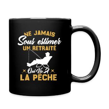 Ne Jamais Sous Estimer Un Retraité Pêcheur - Mug uni - noir - Droite