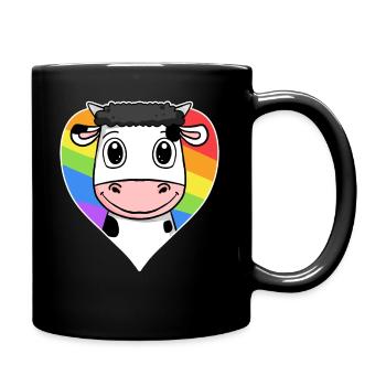 Kuh Lgbt Regenbogen Farben - Tasse einfarbig - Schwarz - Rechts