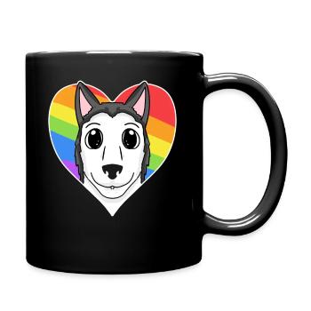 LGBT Dog Siberian Husky Rainbow - Full Colour Mug - black - Right