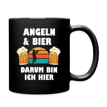Angeln & Bier Darum Bin Ich Hier - Tasse einfarbig - Schwarz - Rechts
