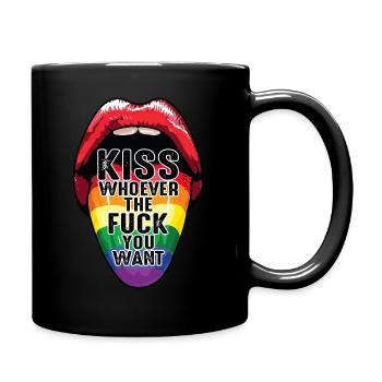 Embrassez qui que ce soit le baiser que vous voulez drapeau arc-en-ciel - Mug uni - noir - Droite