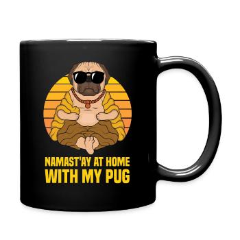Namast'ay at home with my pug - Mug uni - noir - Droite