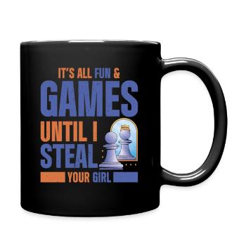 Funny Chess Player - Tasse einfarbig - Schwarz - Rechts