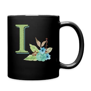 Lettre I verte géante prénom naissance jardin vert - Mug uni - noir - Droite