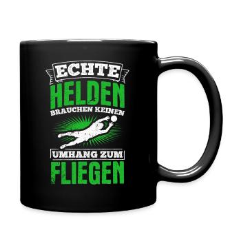Echte Helden brauchen keinen Umhang zum Fliegen - - Tasse einfarbig - Schwarz - Rechts