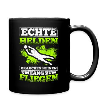 Echte Helden brauchen keinen Umhang zum Fliegen - - Tasse einfarbig - Schwarz - Rechts
