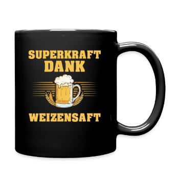 Superkraft Dank Weizensaft Lustiger Bier Spruch - Tasse einfarbig - Schwarz - Rechts