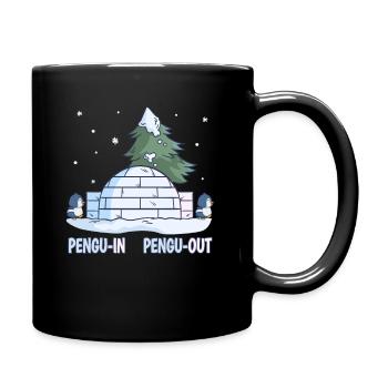 Pinguin Wortspiel Schnee Winter Pengu-In Pengu-Out - Tasse einfarbig - Schwarz - Rechts