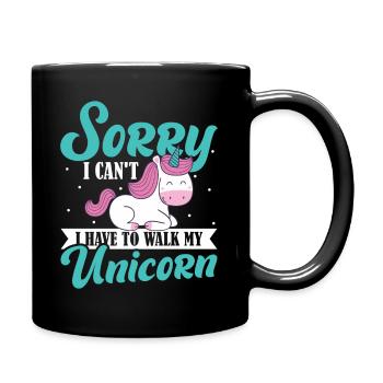Einhorn - Tasse einfarbig - Schwarz - Rechts