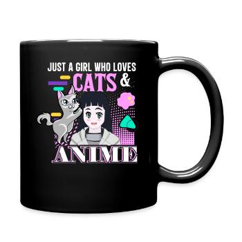 Nur Ein Mädchen Das Katzen Und Anime Liebt - Tasse einfarbig - Schwarz - Rechts