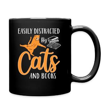 Easily Distracted by Cats And Books - Kittens - Full Colour Mug - black - Right