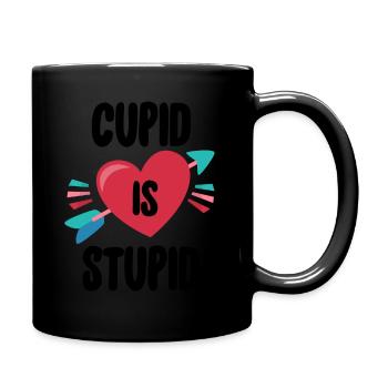 Anti Valentine's Day Funny Cupid Is Stupid - Full Colour Mug - black - Right