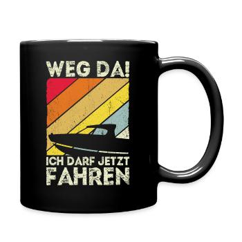 Weg Da! Bootsführerschein Bestanden Kapitän Boot G - Tasse einfarbig - Schwarz - Rechts
