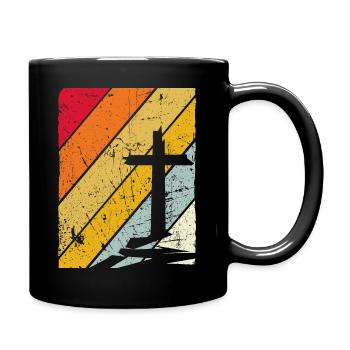 Kreuz Vintage Jesus Kreuz Geschenkidee - Tasse einfarbig - Schwarz - Rechts