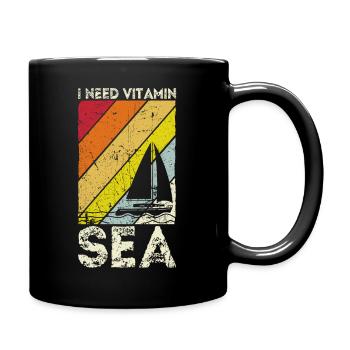 Kapitän Vitamin Sea Segeln Geschenk Segler Sprüche - Tasse einfarbig - Schwarz - Rechts