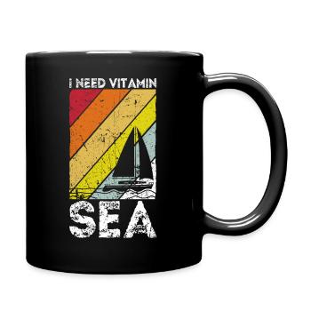 I Need Vitamin Sea Segeln Geschenk Segler Sprüche - Tasse einfarbig - Schwarz - Rechts