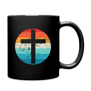 Retro Kreuz Vintage Jesus Kreuz Christliches Gesch - Tasse einfarbig - Schwarz - Rechts
