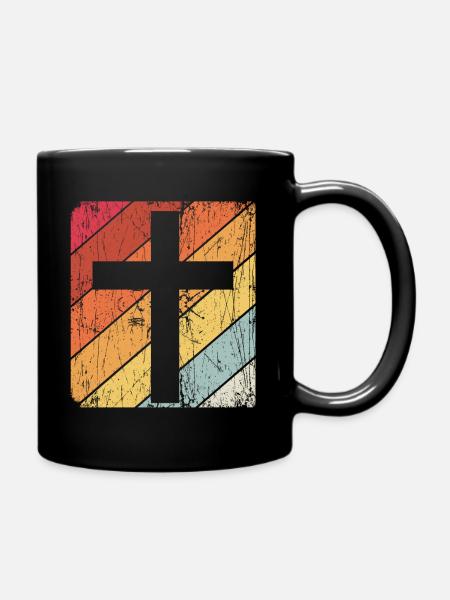 Retro Kreuz Vintage Jesus Kreuz Christliche Gesche - Tasse einfarbig - Schwarz