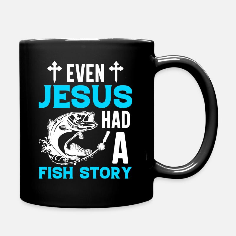 Sogar Jesus Hatte Eine Fischgeschichte - Angeln - Tasse einfarbig - Schwarz