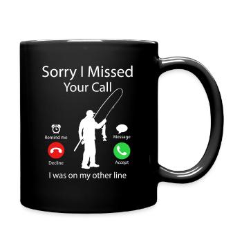 Fishing Calls - Funny Fisherman - Full Colour Mug - black - Right