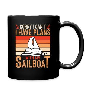 Sailboat Sailor Sail Lovers Boat Lake Sea - Full Colour Mug - black - Right
