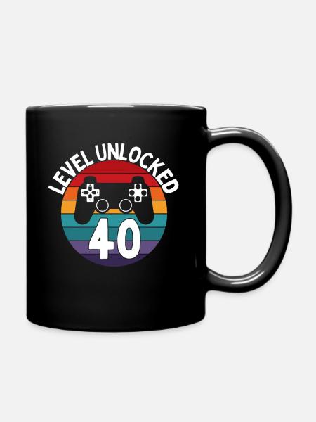 Level 40 Freigeschalten 40. Geburtstag Gaming - Enfärgad mugg - svart