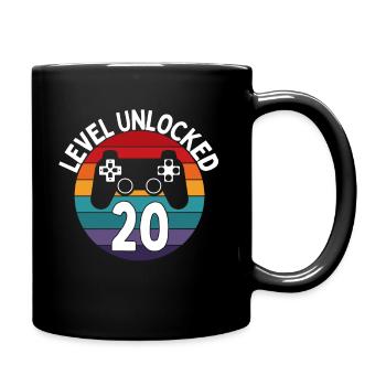 LEVEL 20 UNLOCK BIRTHDAY GAMING - Full Colour Mug - black - Right