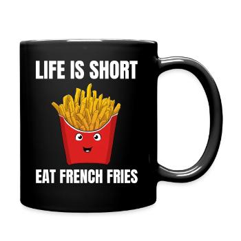 La vie est courte Manger Français frites Pommes Frites - Mug uni - noir - Droite