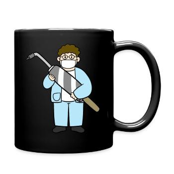 Zahnarzt mit grossem Bohrer - Tasse einfarbig - Schwarz - Rechts