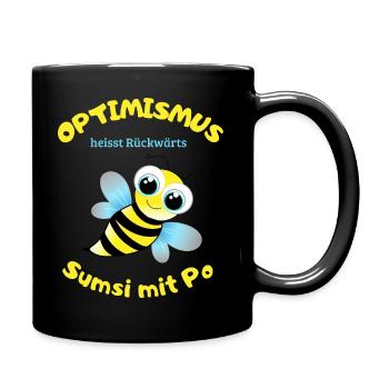 Optimismus heisst rückwärts "Sumsi mit Po" - 3 - Tasse einfarbig - Schwarz - Rechts