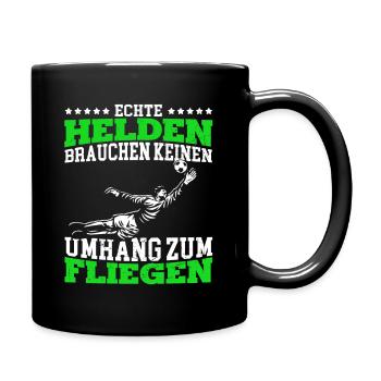 Echte Helden brauchen keinen Umhang zum Fliegen - - Tasse einfarbig - Schwarz - Rechts