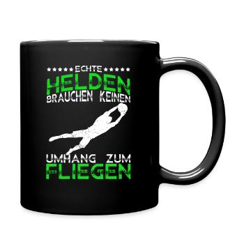 Echte Helden brauchen keinen Umhang zum Fliegen - - Tasse einfarbig - Schwarz - Rechts