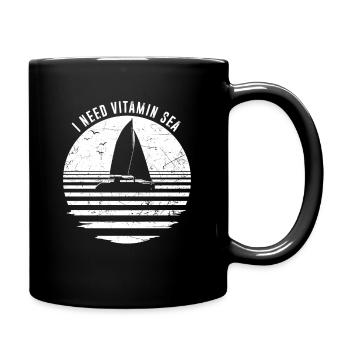 Kapitän Boot Segelschein Segeln Geschenk Segler Sp - Tasse einfarbig - Schwarz - Rechts