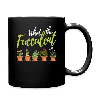 What The Fucculent Gardening Cactus Vegan - Full Colour Mug - black - Right