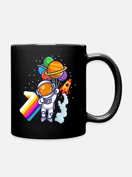 Astronaut 7. Geburtstag Weltraum Jungen Geschenk - Tasse einfarbig - Schwarz