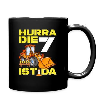 Excavator 7th Birthday Excavator Driver Boy Gift - Full Colour Mug - black - Right