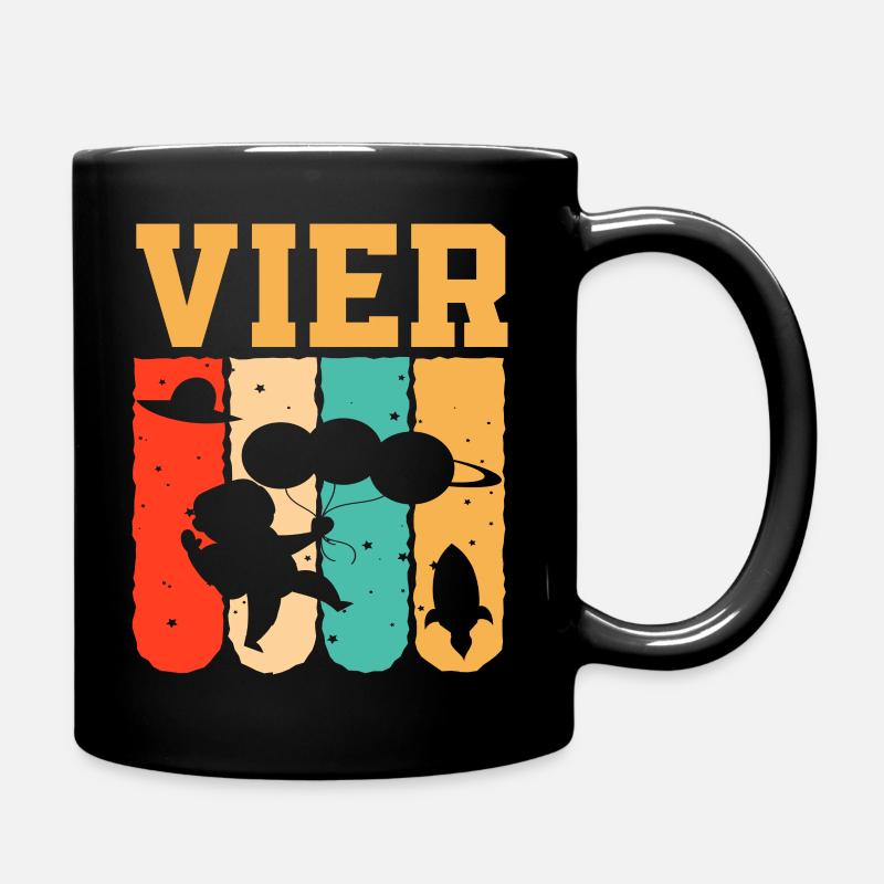 Astronaut 4. Geburtstag Weltraum Jungen Geschenk - Tasse einfarbig - Schwarz
