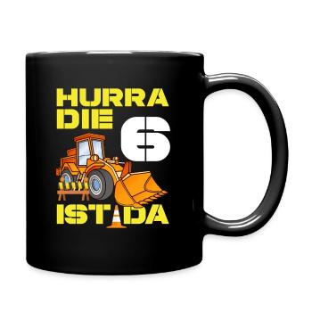Excavator 6th Birthday Excavator Driver Boy Gift - Full Colour Mug - black - Right