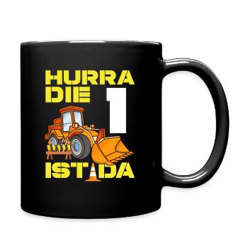 Excavator 1st Birthday Excavator Driver Boy Gift - Full Colour Mug - black - Right