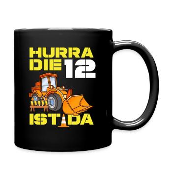 Excavator 12th Birthday Excavator Driver Boy Gift - Full Colour Mug - black - Right