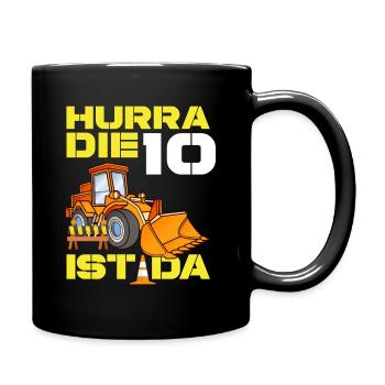 Excavator 10th Birthday Excavator Driver Boy Gift - Full Colour Mug - black - Right