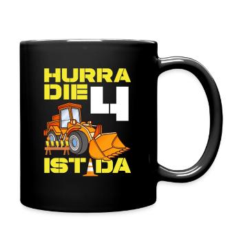 Excavator 4th Birthday Excavator Driver Boy Gift - Full Colour Mug - black - Right