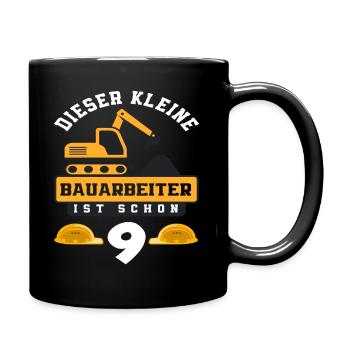 Construction Worker 9th Birthday Excavator Boys Gift - Full Colour Mug - black - Right