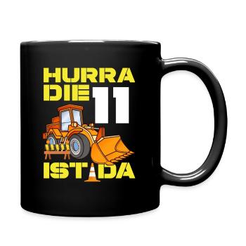 Excavator 11th Birthday Excavator Driver Boy Gift - Full Colour Mug - black - Right