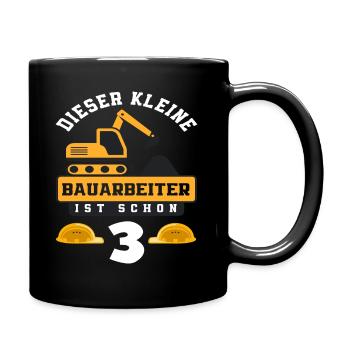 Construction Worker 3rd Birthday Excavator Boys Gift - Full Colour Mug - black - Right