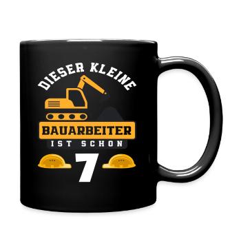 Construction Worker 7th Birthday Excavator Boys Gift - Full Colour Mug - black - Right
