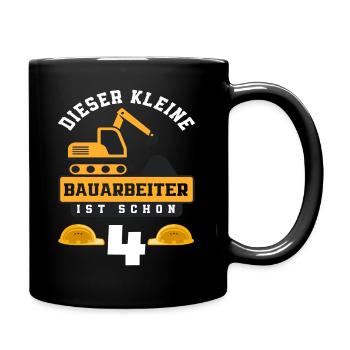 Construction Worker 4th Birthday Excavator Boys Gift - Full Colour Mug - black - Right