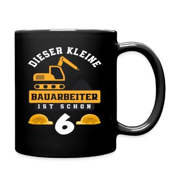 Construction Worker 6th Birthday Excavator Boys Gift - Full Colour Mug - black - Right