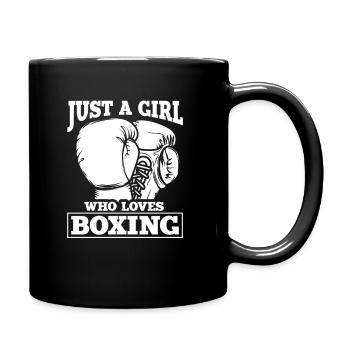 Just A Girl Who Loves Boxing, Witzige Boxerinnen - Tasse einfarbig - Schwarz - Rechts